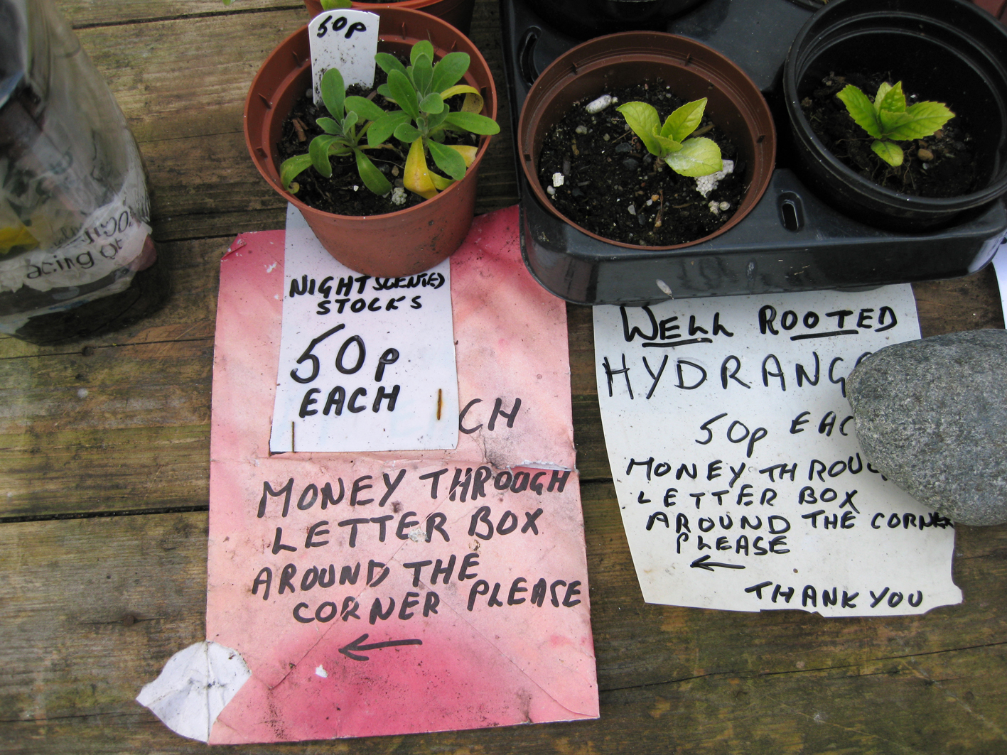 handwritten honesty stall