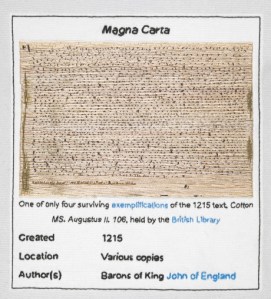Fragment of Magna Carta embroidered